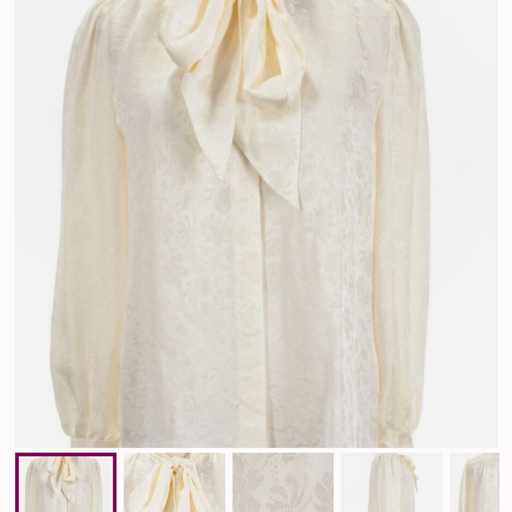 Frame Denim Cream Blouse with Bow Detail